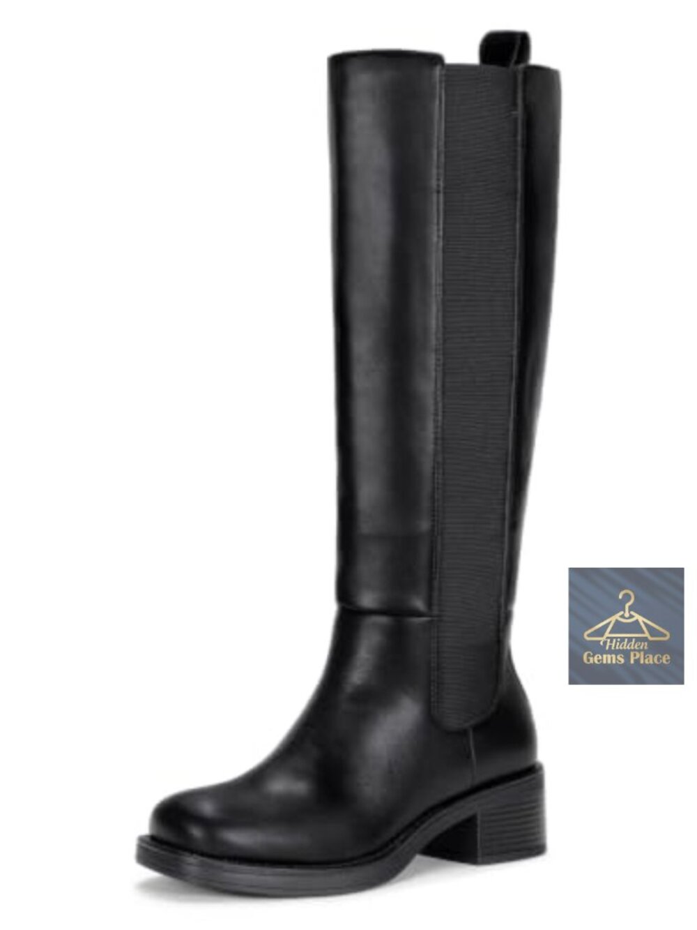 Women's Knee High Boots Round Toe Pull On Tall Boots with Side Zipper Low Block